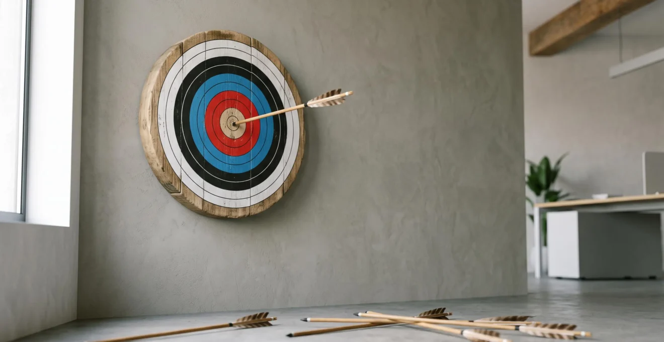 Illustration symbolique d'une cible de précision représentant le choix stratégique des job boards les plus rentables pour un recrutement efficace en France