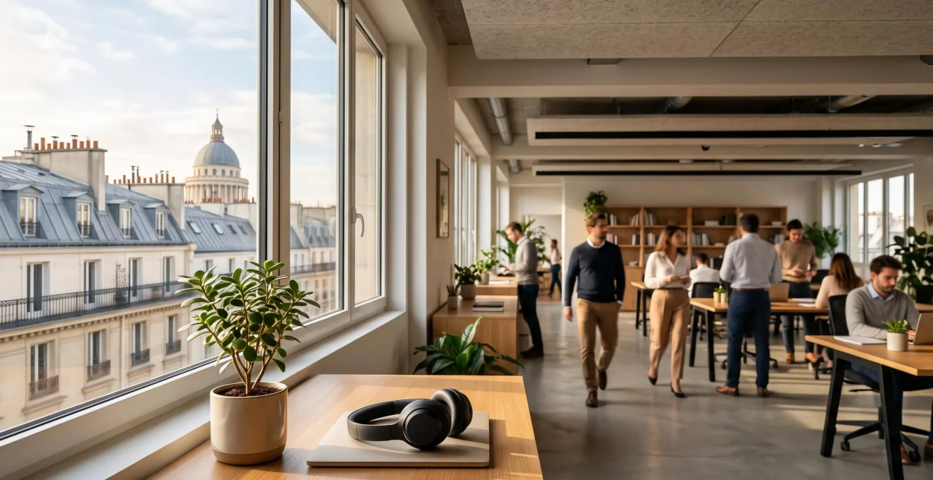 Bureau ouvert lumineux à la française illustrant la recherche de sérénité et de satisfaction au travail