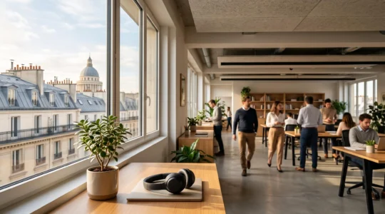 Bureau ouvert lumineux à la française illustrant la recherche de sérénité et de satisfaction au travail