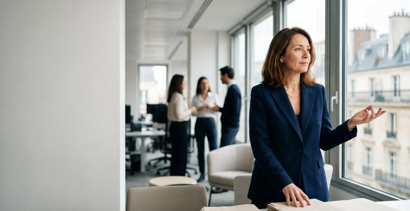 Dirigeant RH français analysant l'équilibre entre budget des salaires et rétention des talents dans un bureau lumineux