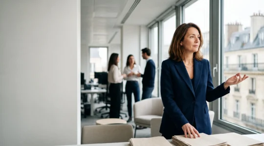 Dirigeant RH français analysant l'équilibre entre budget des salaires et rétention des talents dans un bureau lumineux